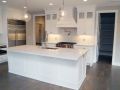 Kitchen White Enamel Cabinets Island Dark Hardwood Floor 6350 Ranier Creek Hill Custom Homes
