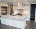 Kitchen White Enamel Cabinets Island Dark Hardwood Floor 6350 Ranier Creek Hill Custom Homes